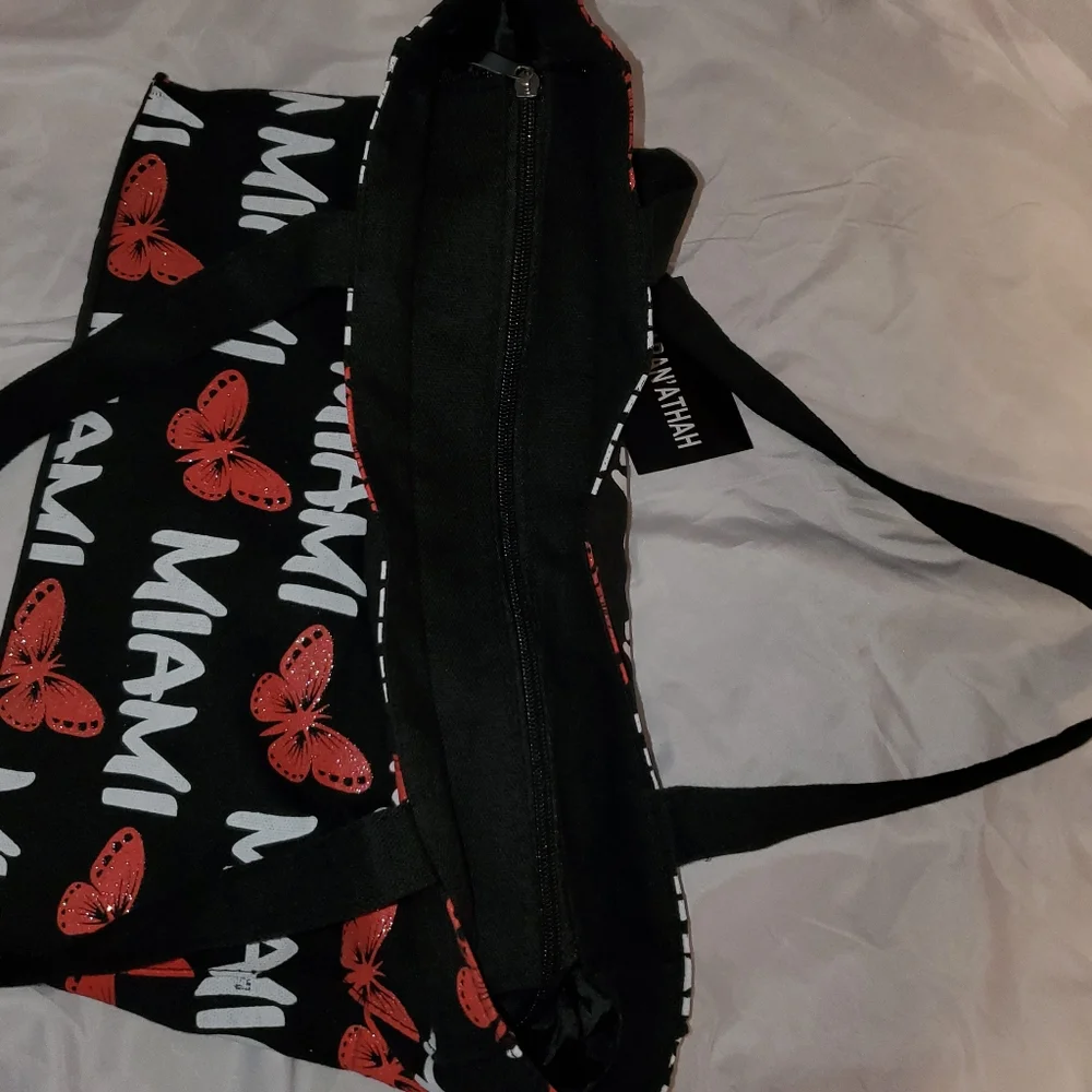 💸 5 for $20 | NWT Maran' Athah Miami Butterfly Canvas Tote Bag - Picture 9 of 16